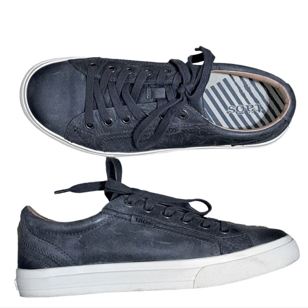 Taos Plim Soul Lux Leather Lace Up Sneaker Size 9W Steel